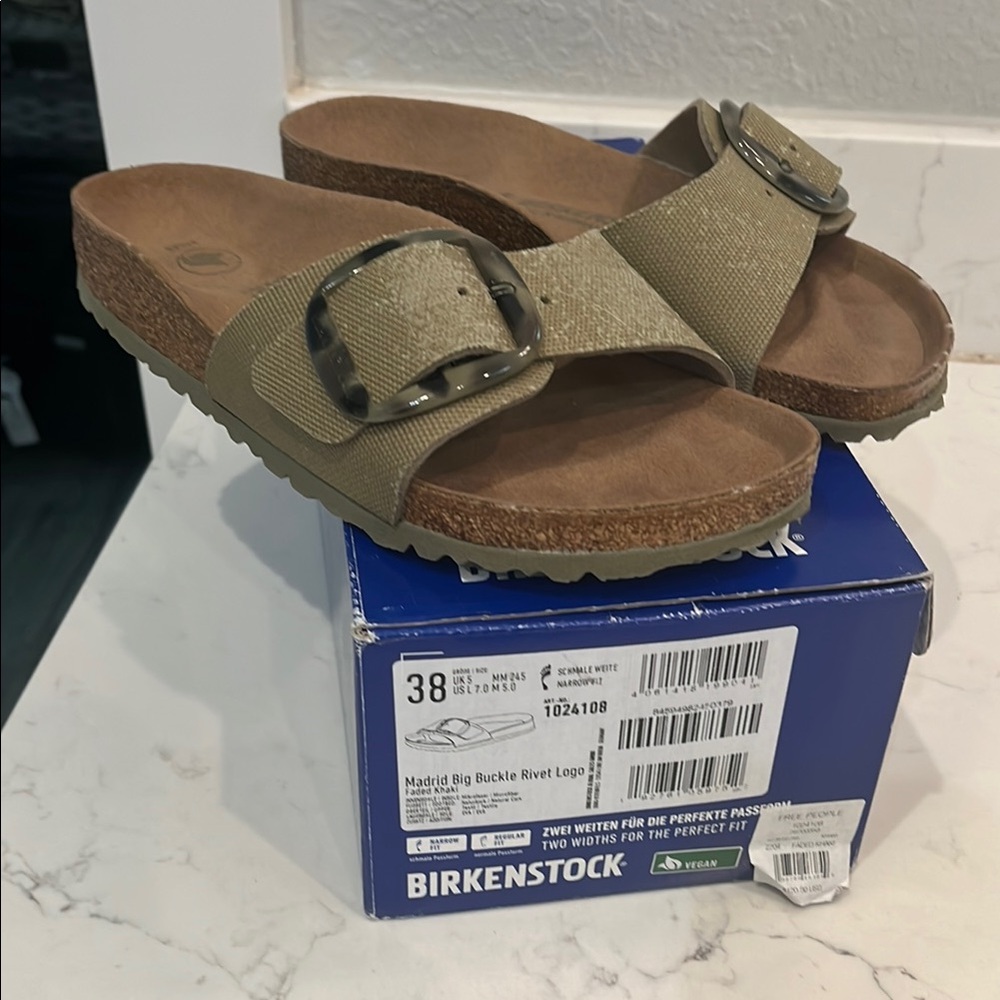 Birkenstock Madrid Big Buckle Sandals in Khaki